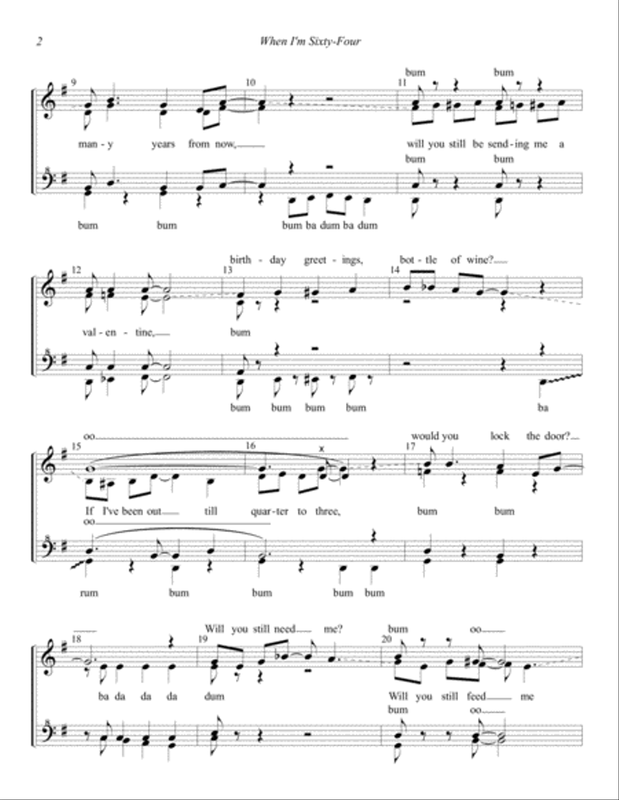 When I'm Sixty-four SSAA scores gallery preview page 2