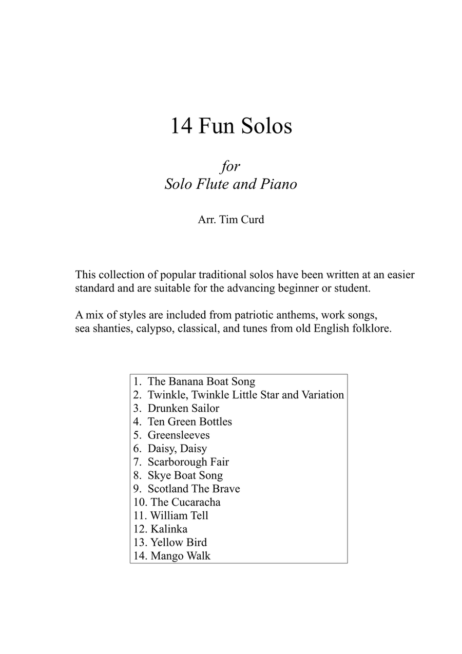 14 Fun Solos for Flute and Piano Flute Solo scores gallery preview page 2