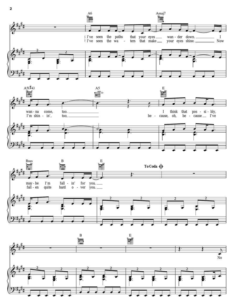 Falling In Love At A Coffee Shop Piano, Vocal, Guitar scores gallery preview page 2