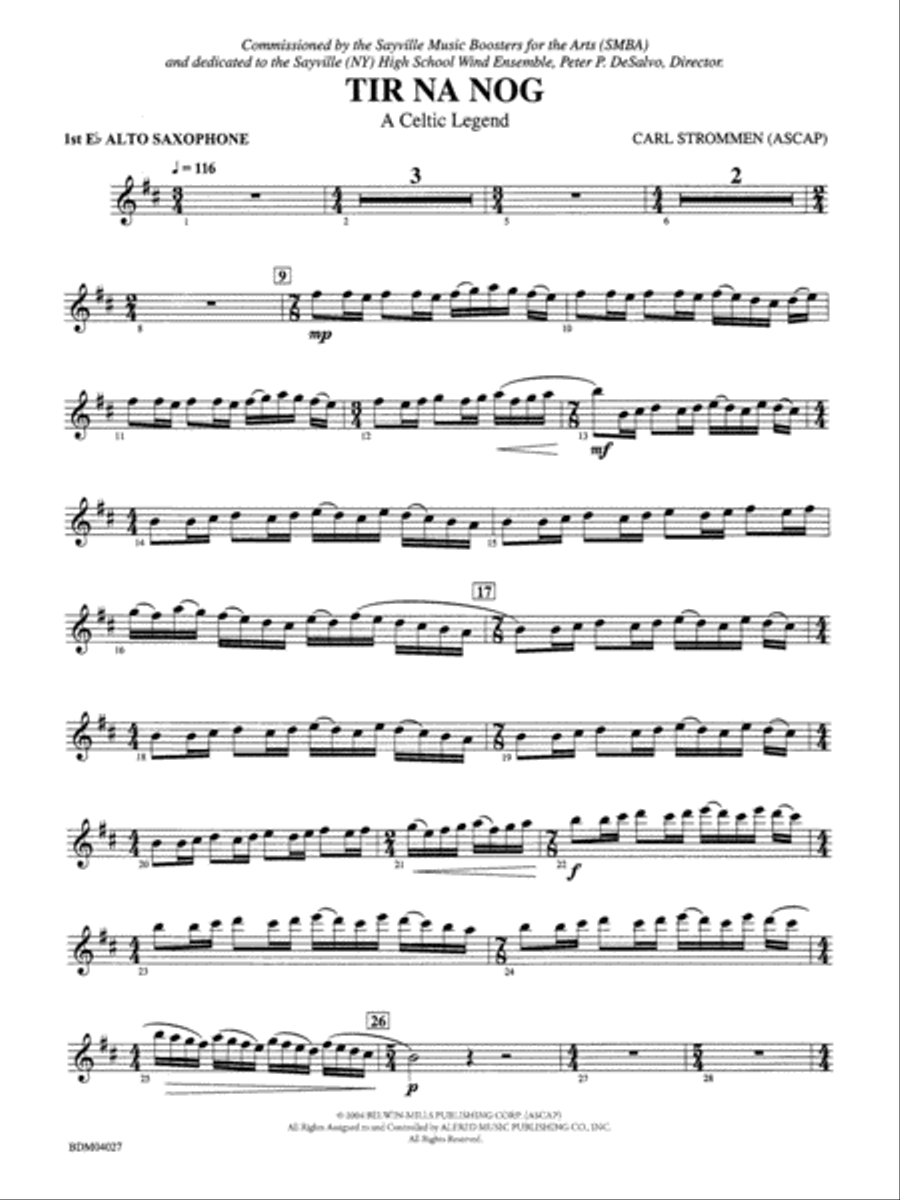 Tir Na Nog (A Celtic Legend): E-flat Alto Saxophone Concert Band scores gallery preview page 1