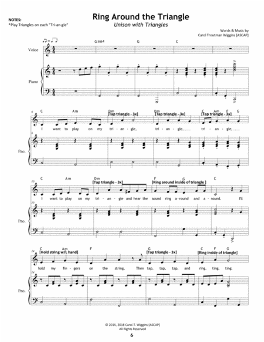 Quick & Easy Songs that Ring, Ting, & Jingle! (12 Activity Songs for Elementary Students) Unison Choir scores gallery preview page 6