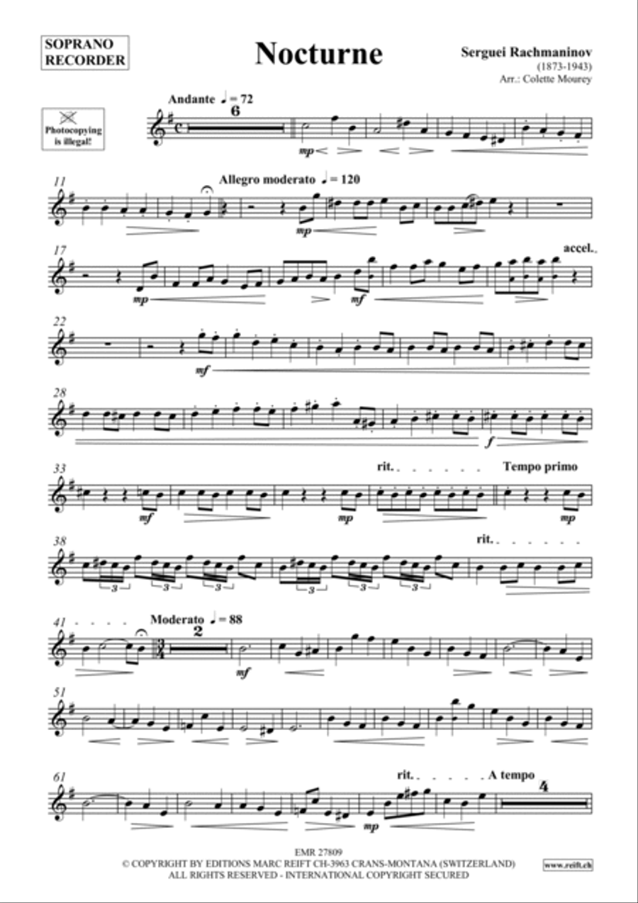Nocturne Soprano Recorder scores gallery preview page 2