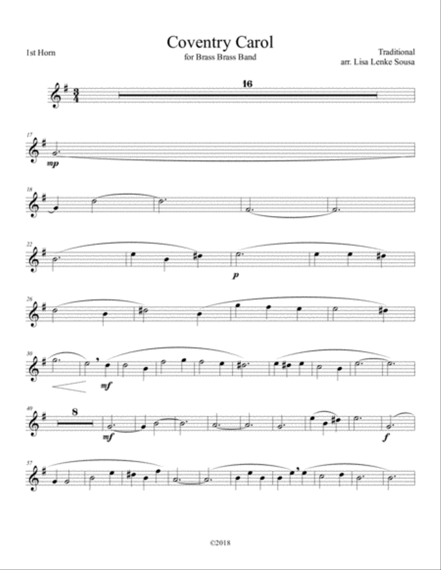 Coventry Carol Brass Ensemble scores gallery preview page 1