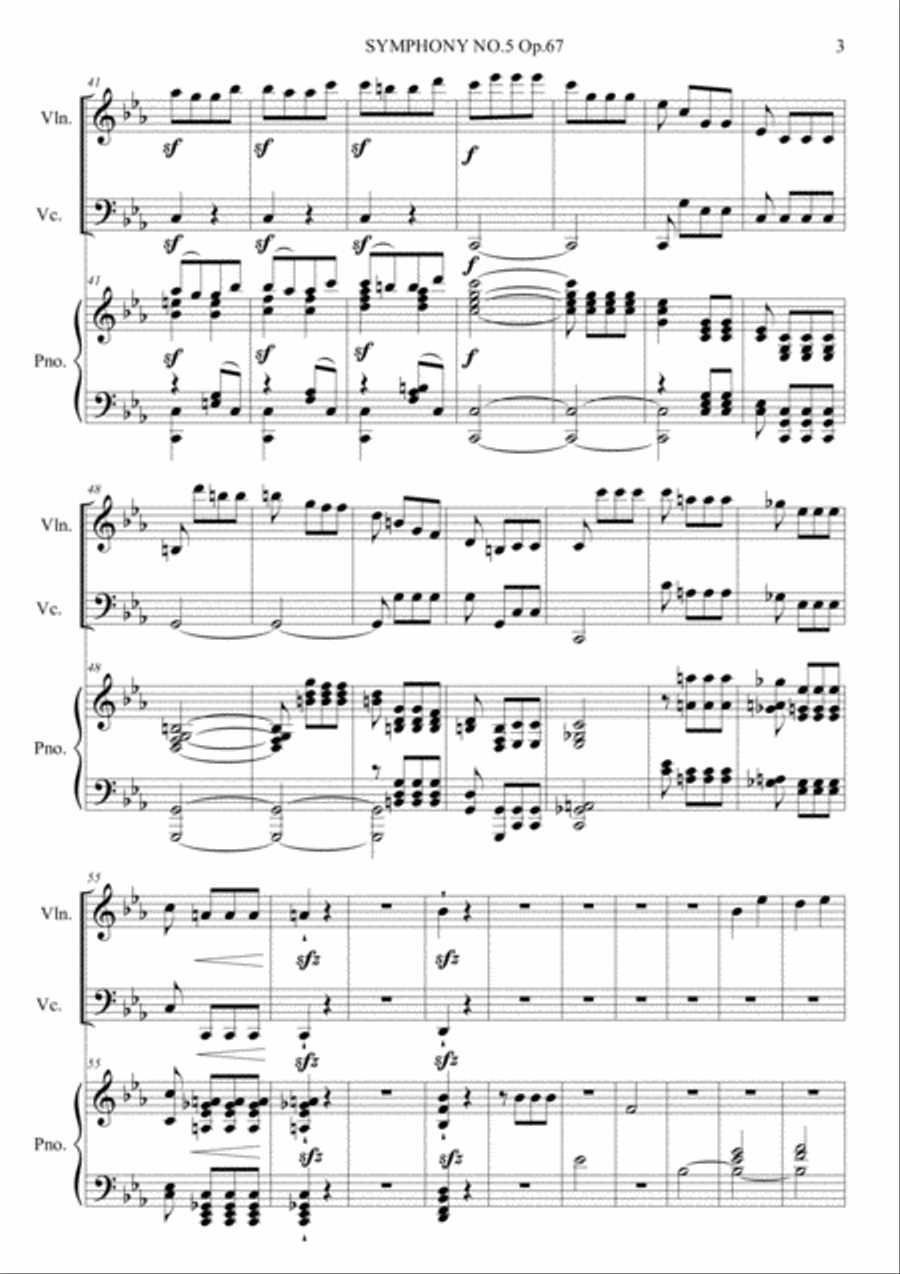 Symphony No.5 Op.67 Piano Trio scores gallery preview page 3
