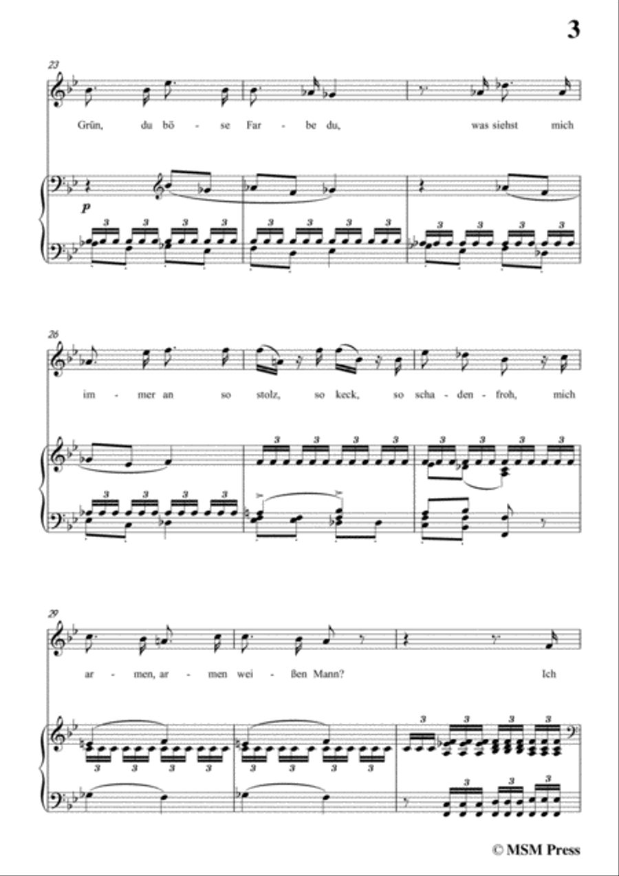 Schubert-Die böse Farbe,from 'Die Schöne Müllerin',Op.25 No.17,in B flat Major,for Voice&Piano Voice scores gallery preview page 5