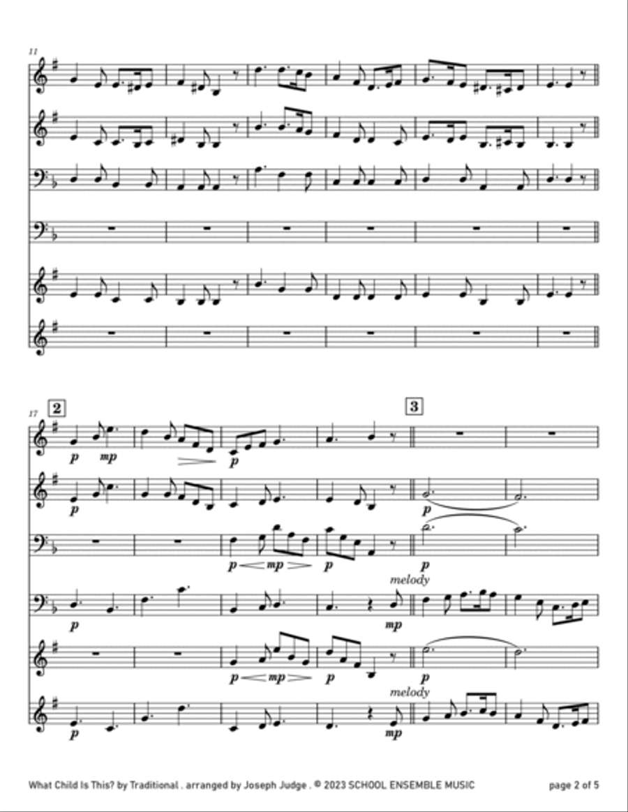 What Child Is This for Brass Quartet in Schools Brass Quartet scores gallery preview page 2