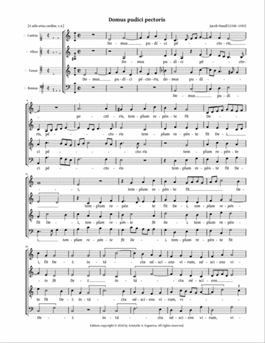 Domus pudici pectoris (Handl) 4-Part scores gallery preview page 1
