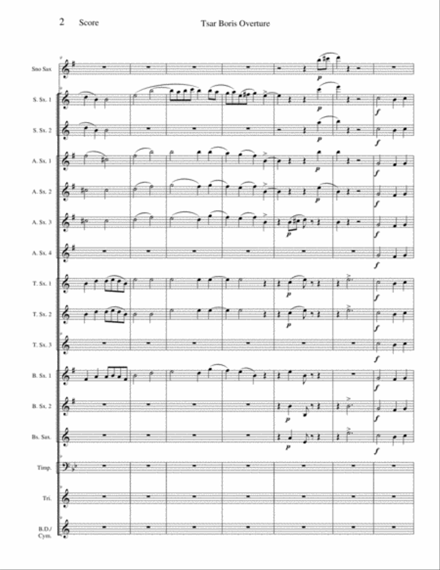 Tsar Boris Overture Woodwind Ensemble scores gallery preview page 2