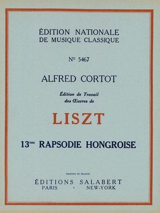 Book cover for Rhapsodie hongroise n° 13