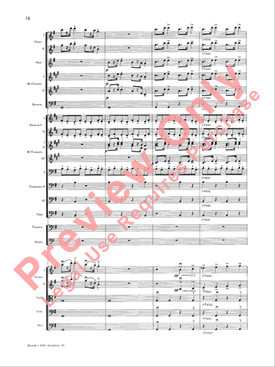 Dvorák's Fifth Symphony (New World, Fourth Movement) Full Orchestra scores gallery preview page 19