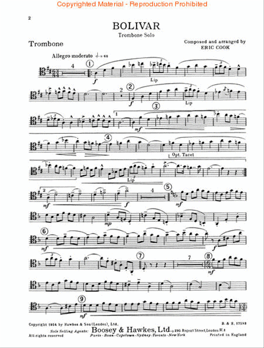 Bolivar For Trombone And Piano Piano Accompaniment scores gallery preview page 2