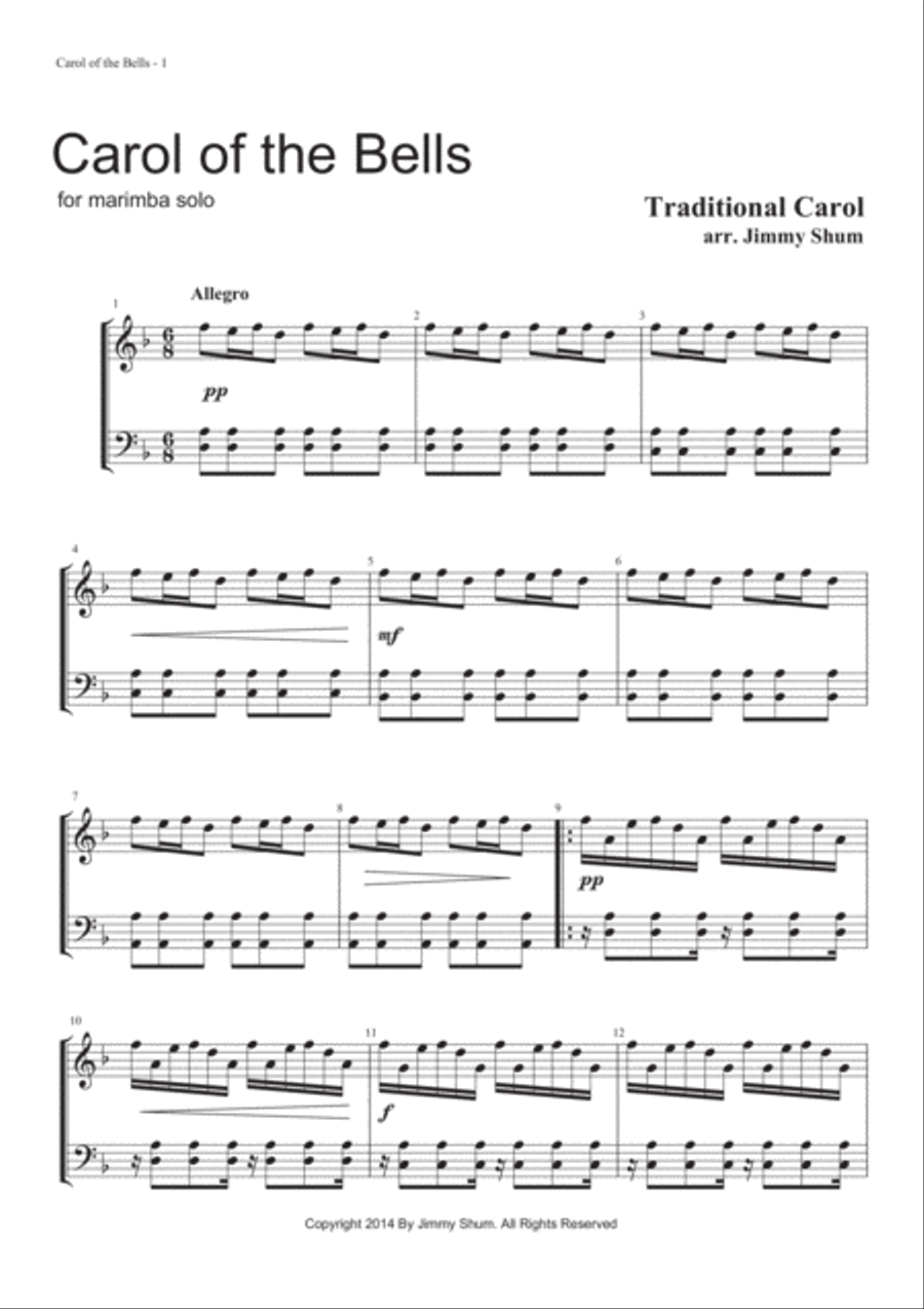 Carol of the Bells Marimba scores gallery preview page 2