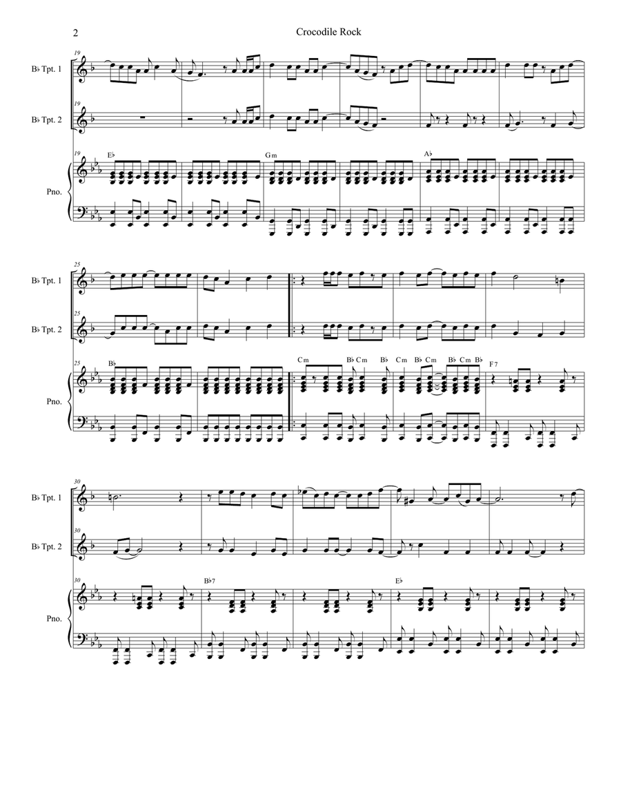 Crocodile Rock Crocodile Rock Trumpet Duet scores gallery preview page 2