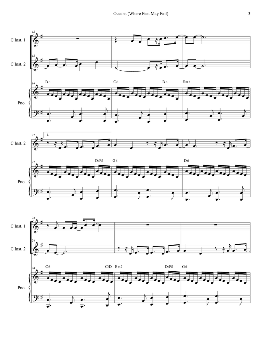 Oceans (Where Feet May Fail) Flute scores gallery preview page 3