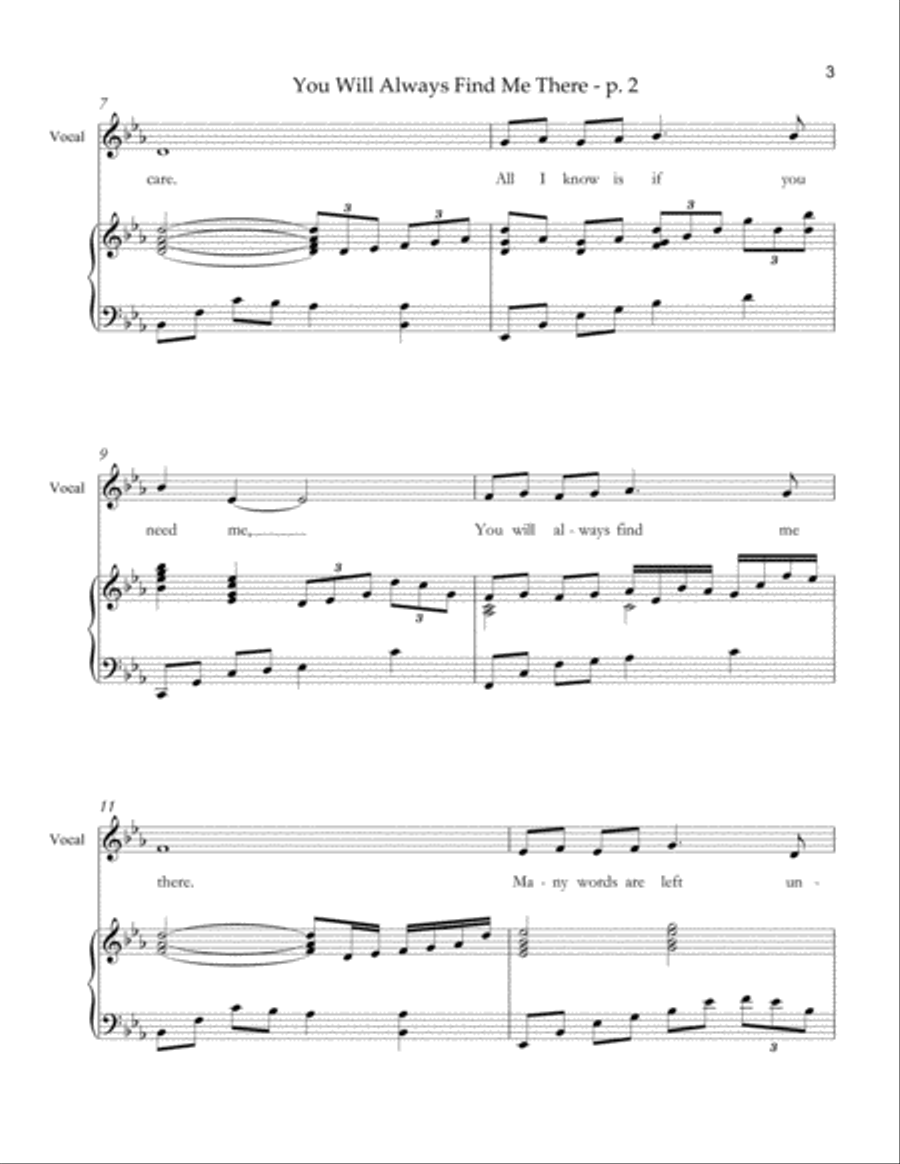 You Will Always Find Me There (Vocal) Tenor Voice scores gallery preview page 3