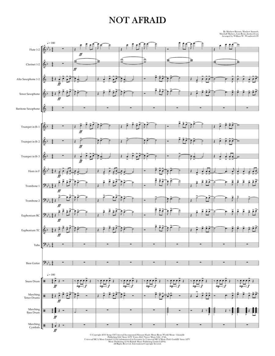 Not Afraid Marching Band scores gallery preview page 1