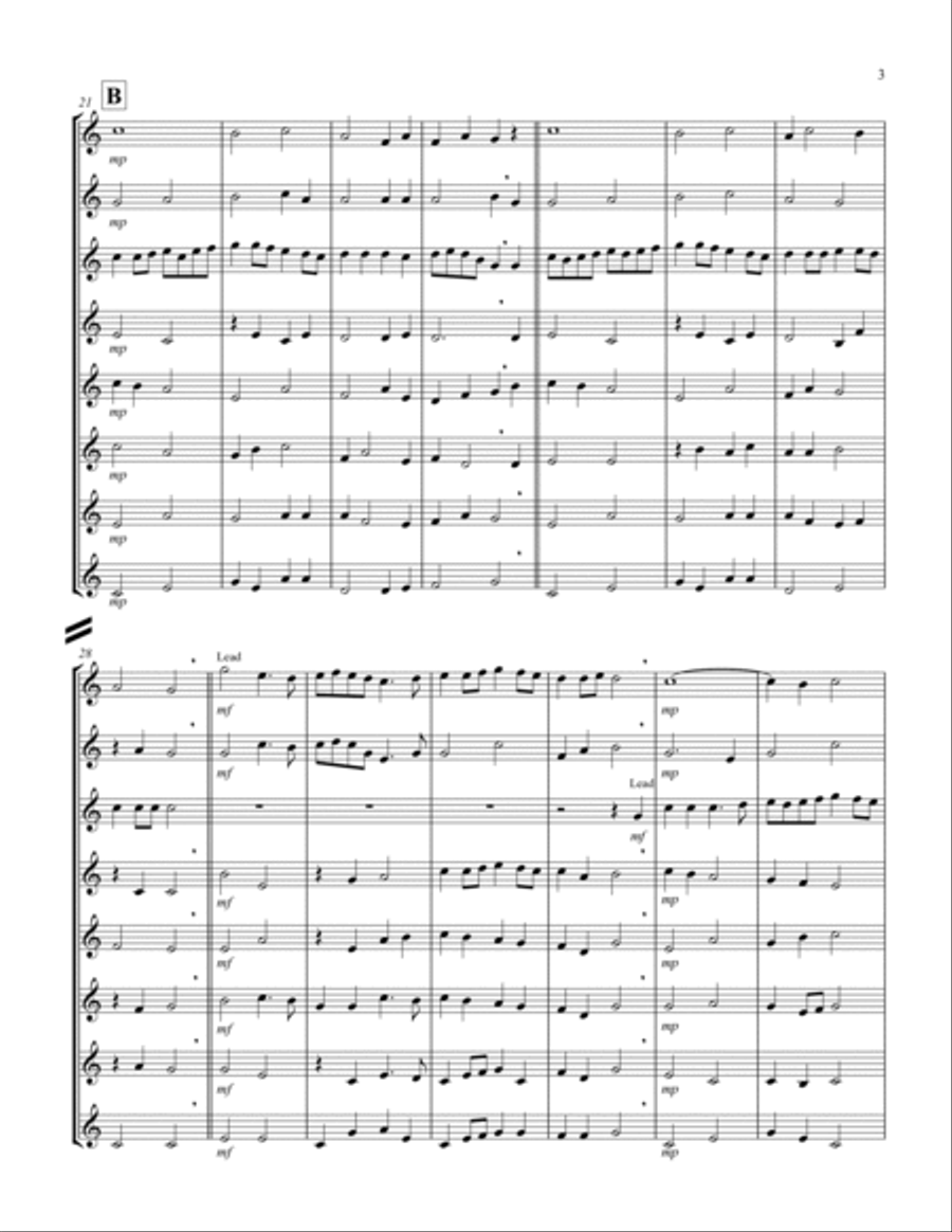 Simple Gifts ('Tis the Gift to Be Simple) (F) (French Horn Octet) Brass Ensemble scores gallery preview page 3
