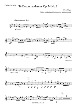 Elgar - Te Deum - Reduced Orchestration - Clarinet 2