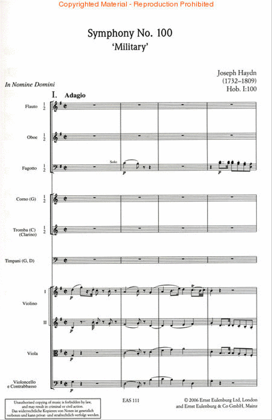 Symphony No. 100 in G Major ("Military") Hob. I:100 "London No. 12" image number null