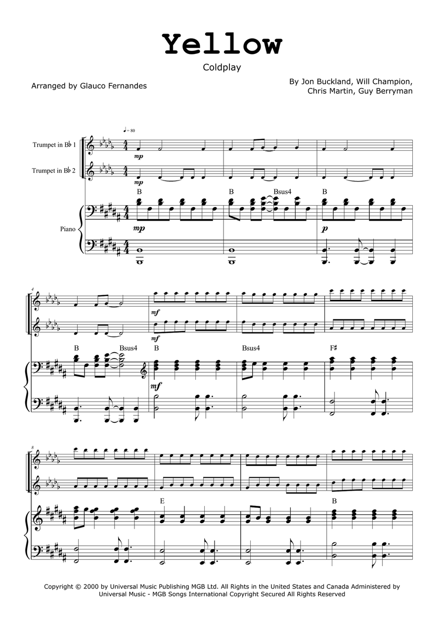 Yellow Trumpet Duet scores gallery preview page 1