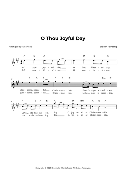 O Thou Joyful Day (Key of A Major) image number null