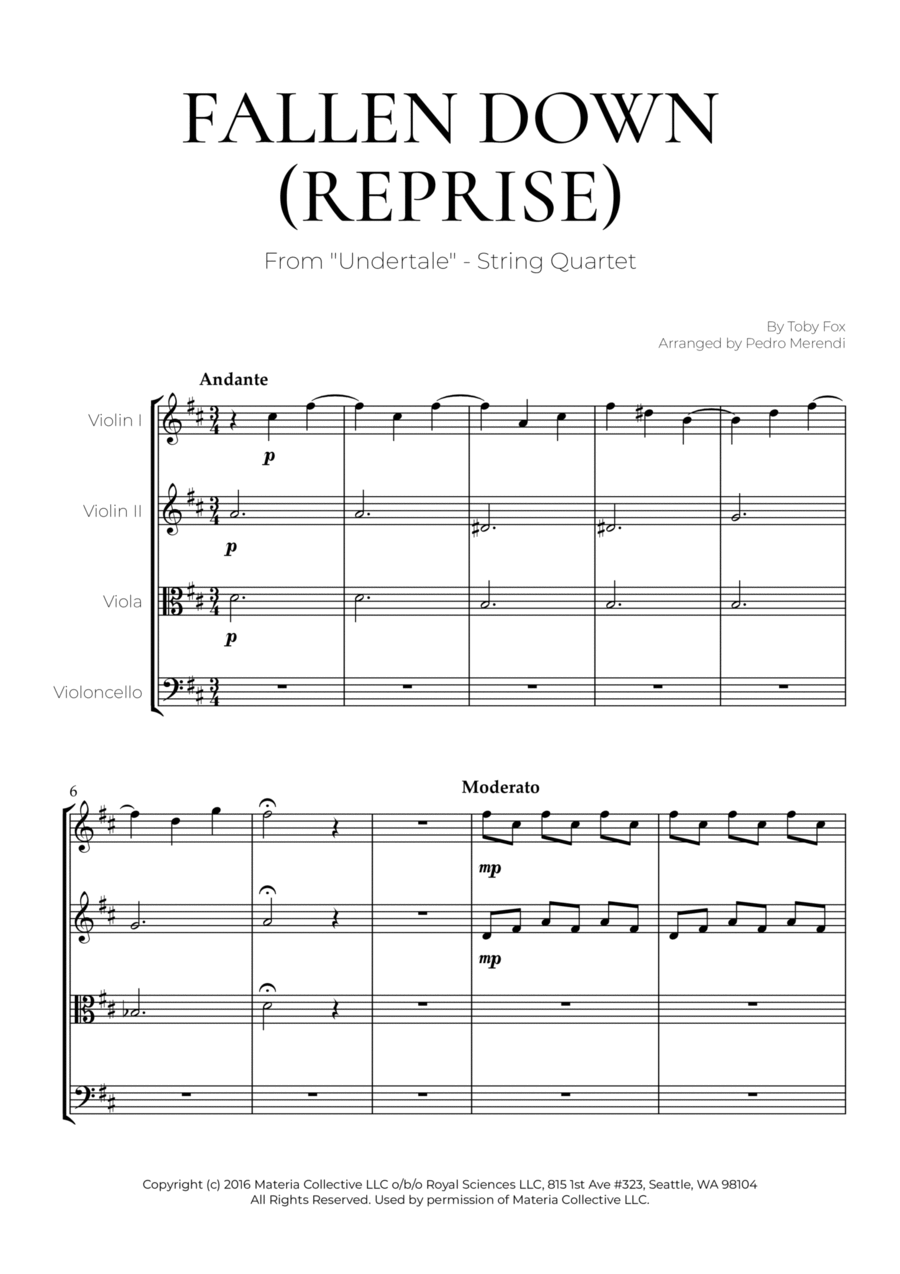 Fallen Down String Quartet scores gallery preview page 1