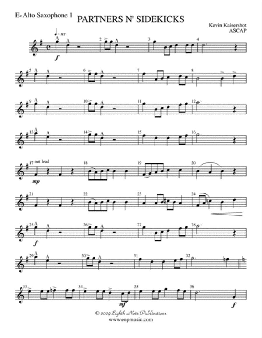 Partners n' Sidekicks: E-flat Alto Saxophone Alto Saxophone scores gallery preview page 1
