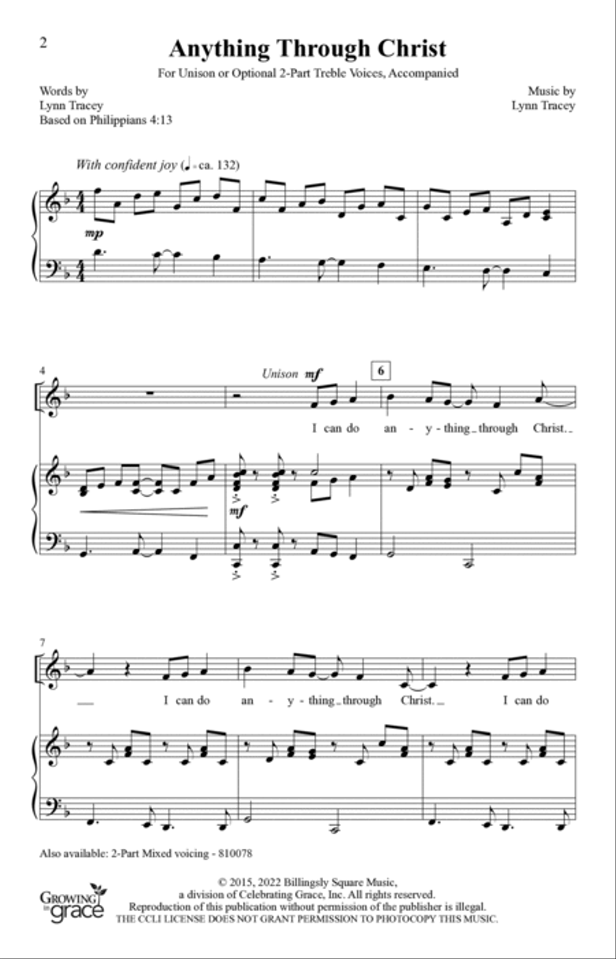 Anything Through Christ Unison Choir scores gallery preview page 2