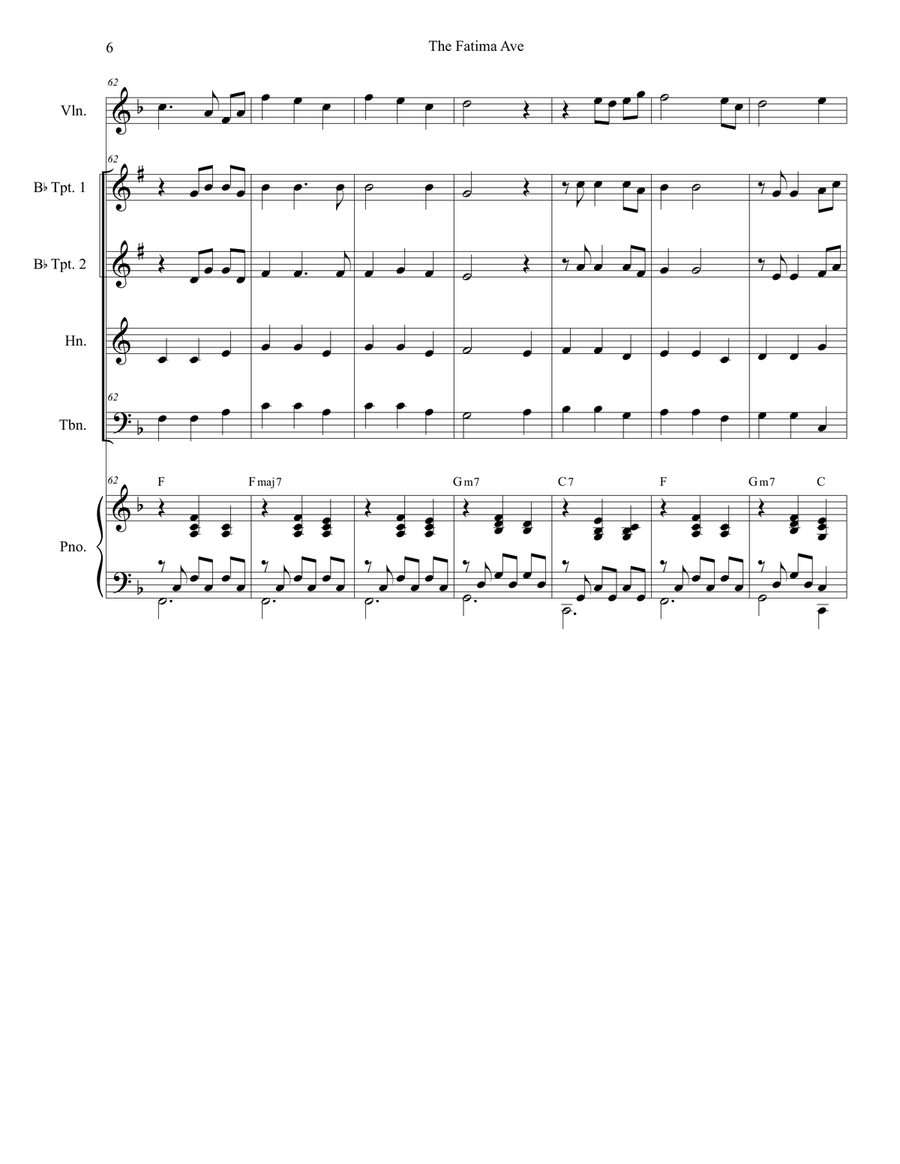 The Fatima Ave (Brass Quartet and Piano) Brass Quartet scores gallery preview page 6