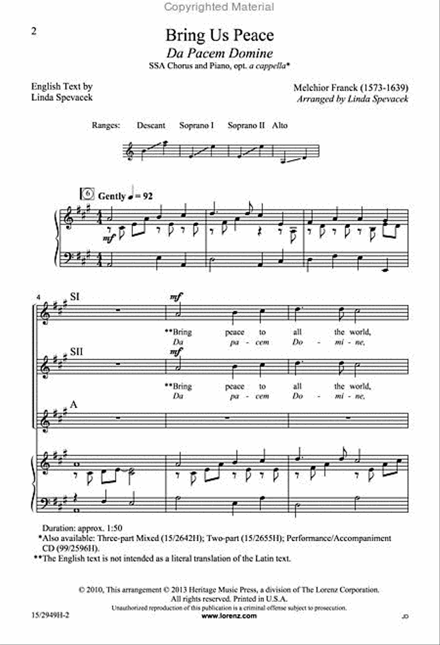 Bring Us Peace Bring Us Peace SSA scores gallery preview page 2