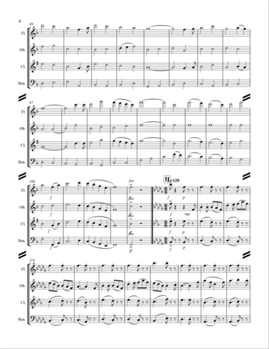 Holst - Second Suite for Military Band in F (for Woodwind Quartet) Woodwind Quartet scores gallery preview page 5