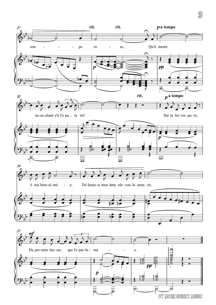 Chausson-Le colibri in B flat Major,for voice and piano Piano, Vocal scores gallery preview page 5