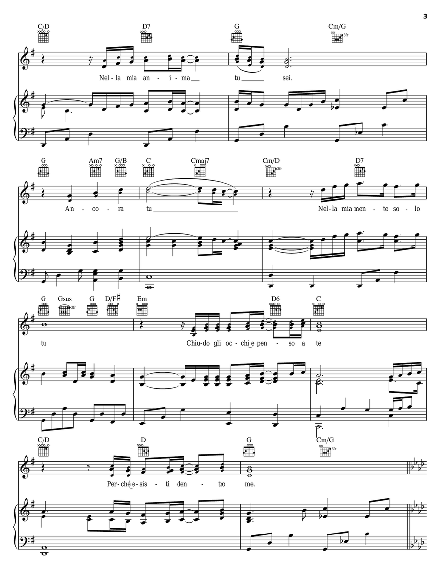 Esisti Dentro Me Piano, Vocal, Guitar scores gallery preview page 3