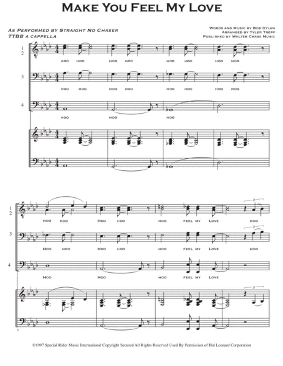 To Make You Feel My Love TTBB scores gallery preview page 2