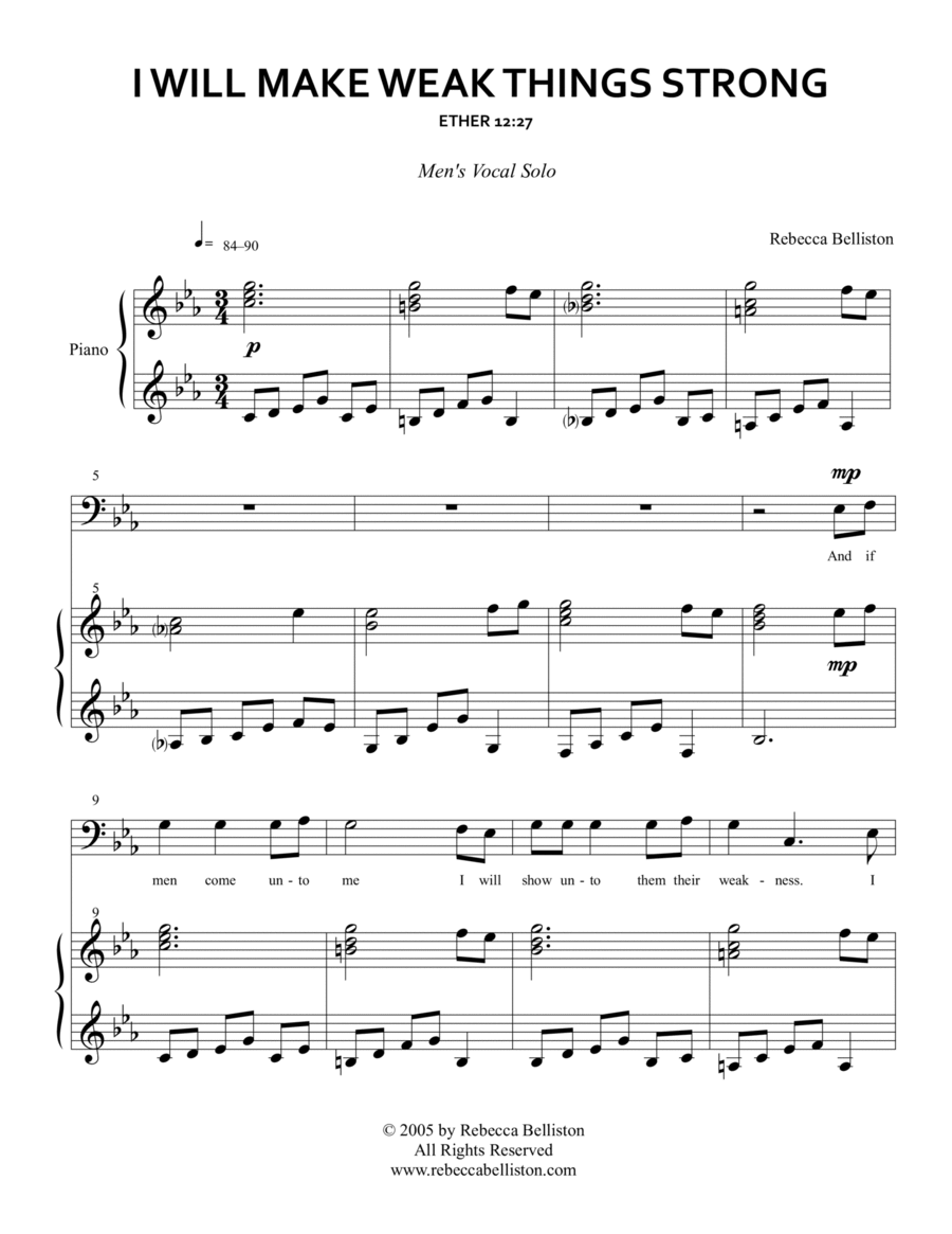 I Will Make Weak Things Strong by Rebecca Belliston Medium Voice - Digital Sheet Music