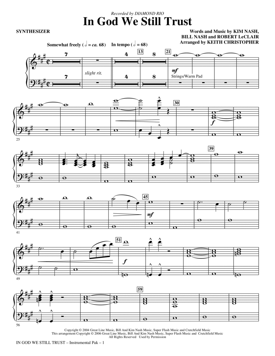 In God We Still Trust - Synthesizer Choir scores gallery preview page 1
