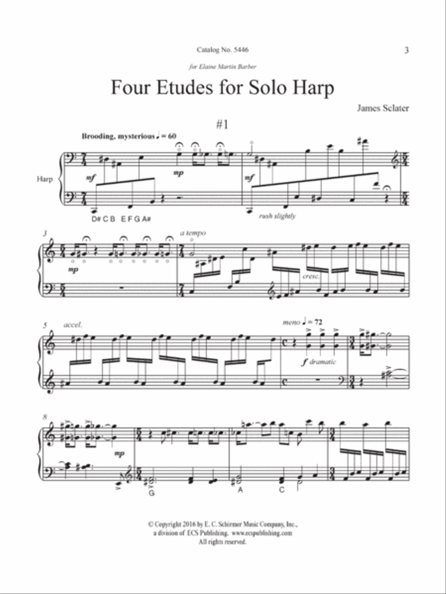Four Etudes for Solo Harp Harp scores gallery preview page 3
