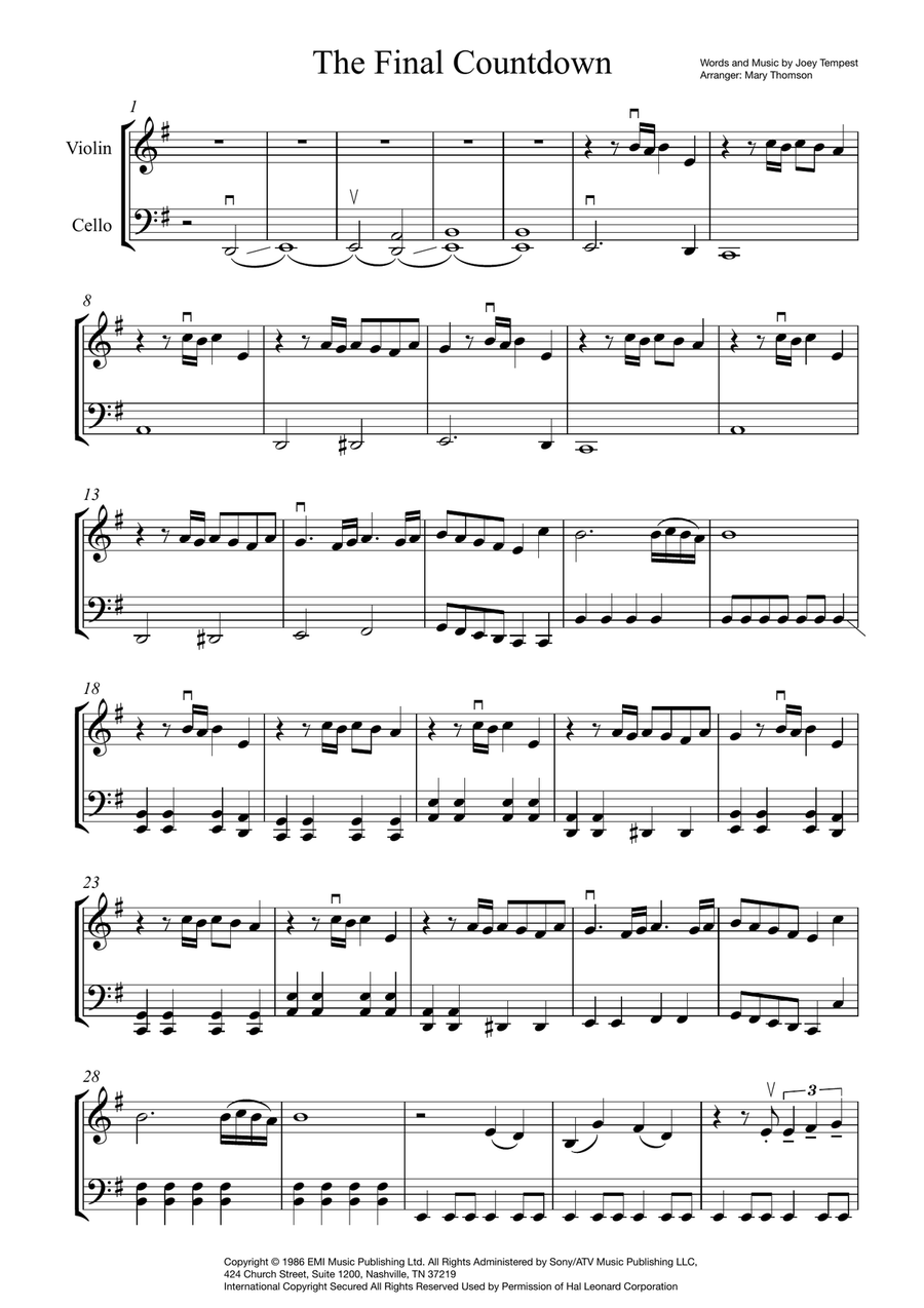 Final Countdown String Duet scores gallery preview page 1