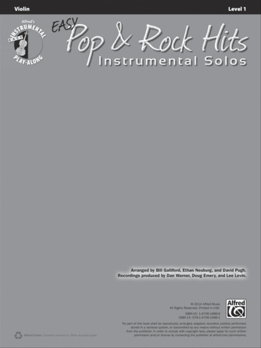 Easy Pop & Rock Hits Instrumental Solos for Strings image number null