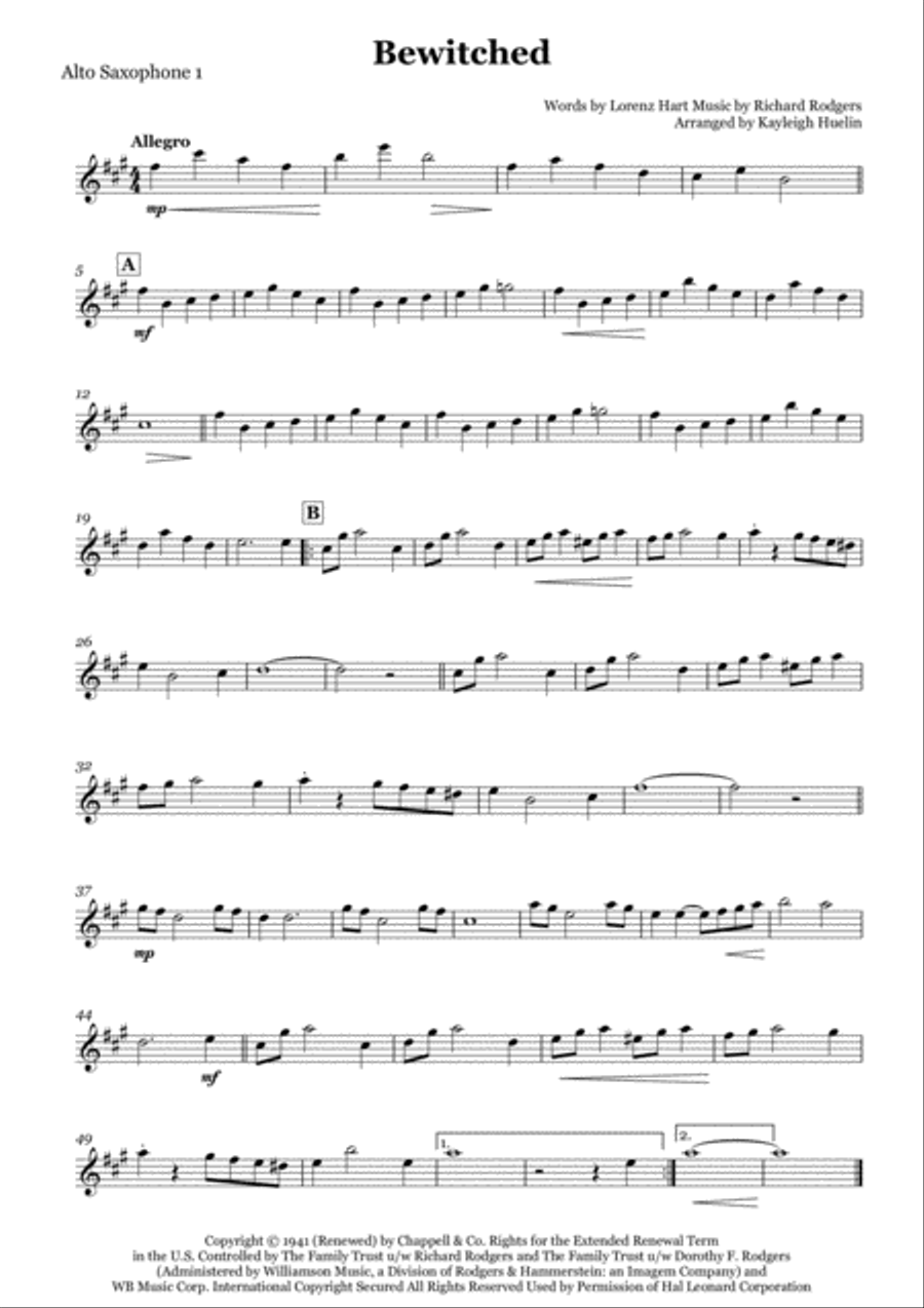 Bewitched Saxophone Quartet scores gallery preview page 4