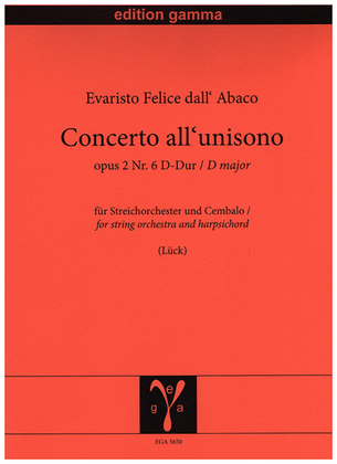 Concerto all'unisono op. 2 Nr. 6 D-Dur / Partitur