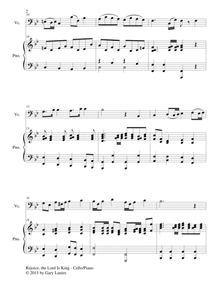 REJOICE, THE LORD IS KING (Duet – Cello and Piano/Score and Parts) image number null
