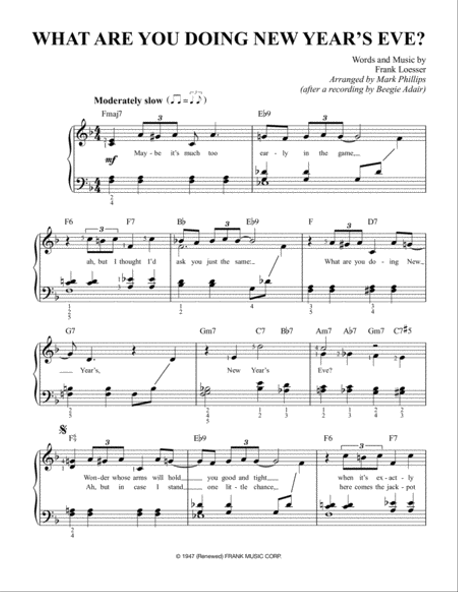 What Are You Doing New Year's Eve? Easy Piano scores gallery preview page 1