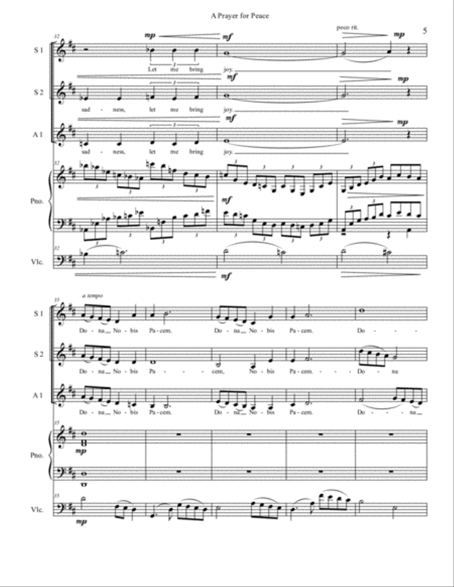 A Prayer for Peace A Prayer for Peace SSA scores gallery preview page 5