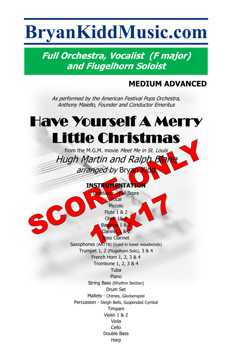 Have Yourself A Merry Little Christmas - Score Only Full Orchestra scores gallery preview page 1
