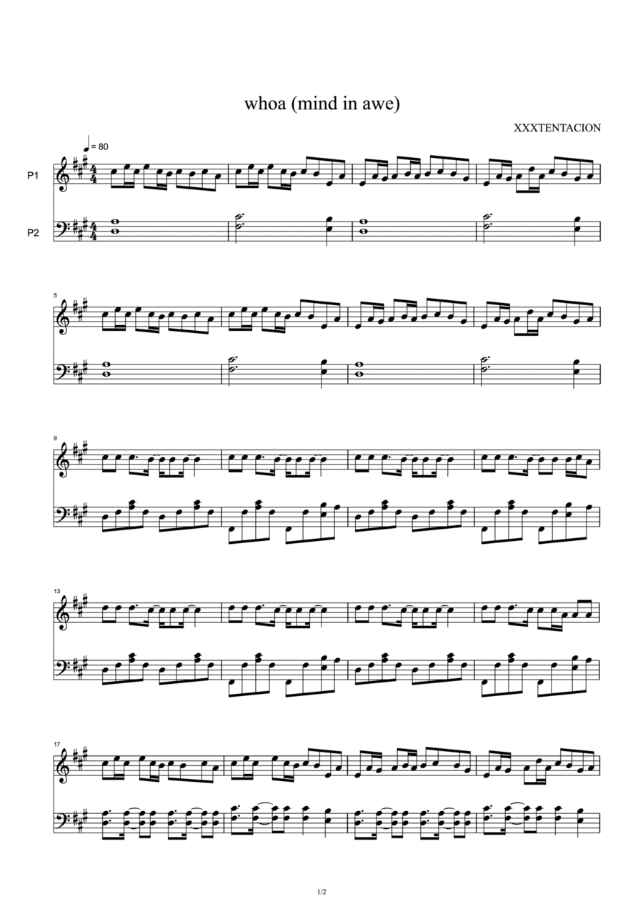 Whoa (Mind In Awe) Whoa (Mind In Awe) Piano Solo scores gallery preview page 1