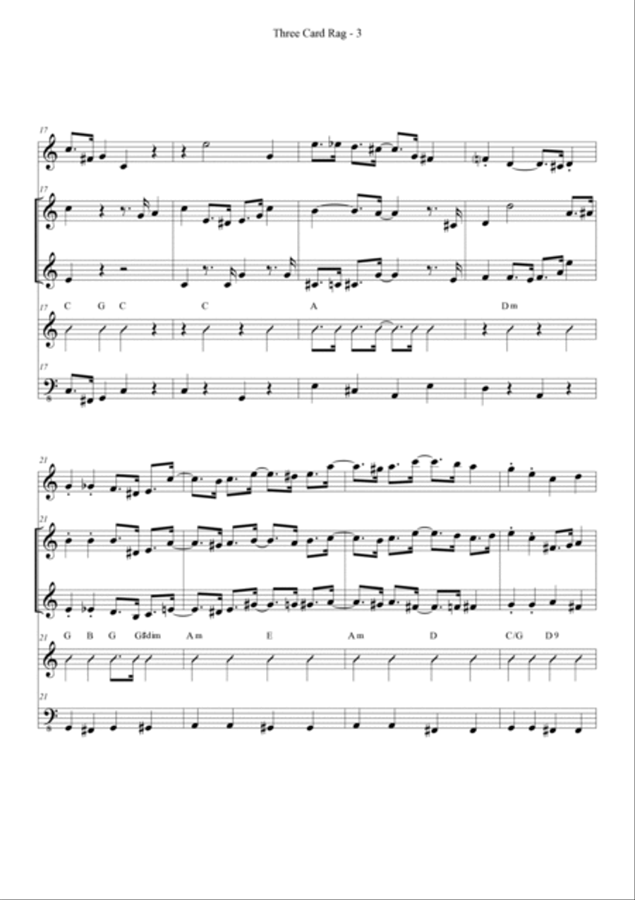 Three Card Rag Jazz Ensemble scores gallery preview page 4
