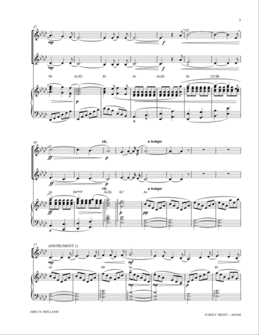 O Holy Night (Cantique de Noel) Adolphe Adam Duet for Treble Instruments in F Brass Ensemble scores gallery preview page 5