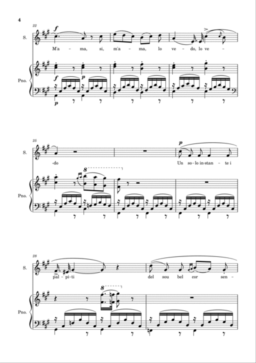 Una Furtiva Lagrima (Soprano in F#m) Piano, Vocal, Guitar scores gallery preview page 4