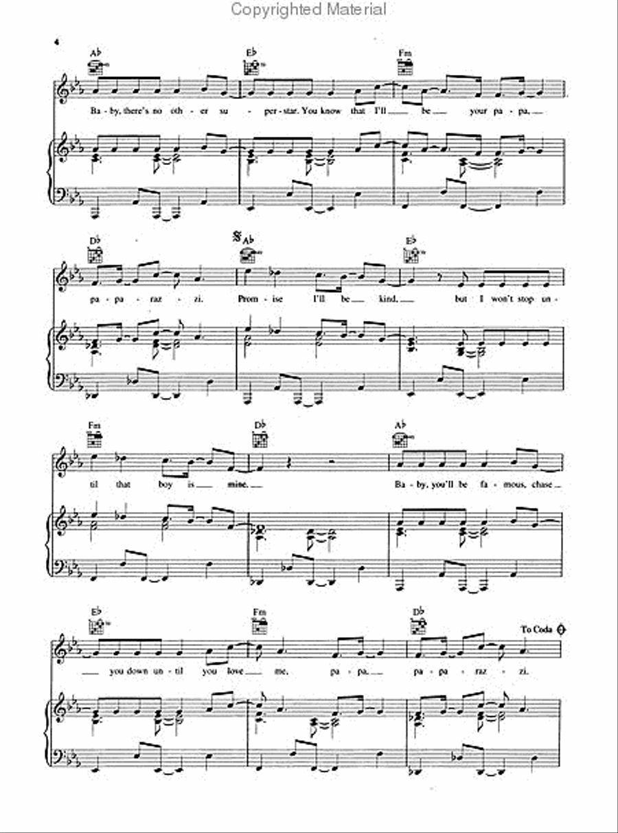 Paparazzi Paparazzi Piano, Vocal, Guitar scores gallery preview page 3